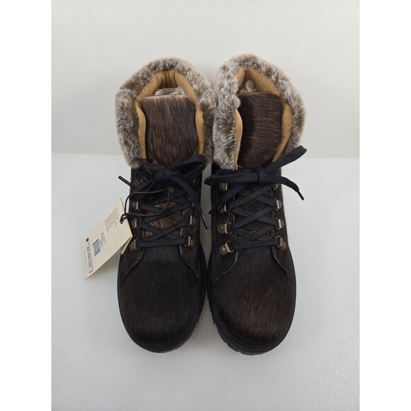 Myra NEW With Tags Turbulent Black Cowhide Fur On Leather Rugged Boots Women 10 - Picture 5 of 12